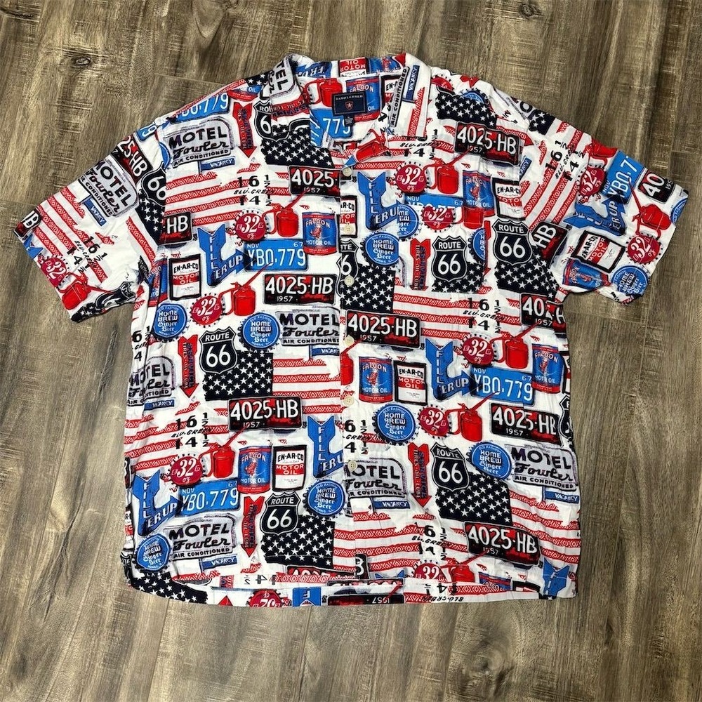 Saddlebred Men's XL Americana Patriotic Graphic‎ Print Short-Sleeve Shirt